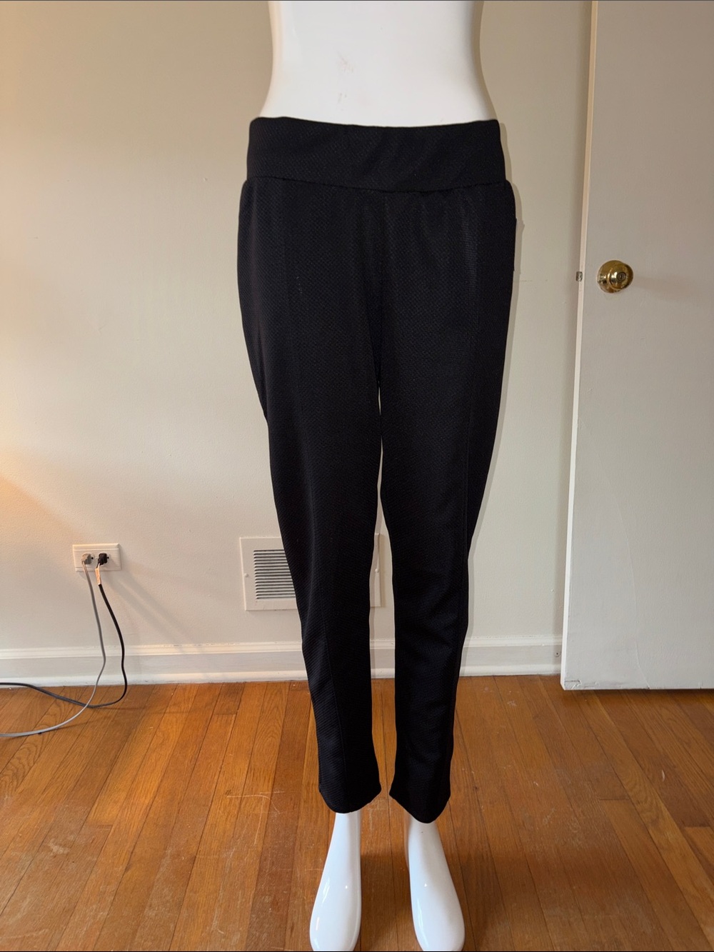 NWT! Metaphor Black HONEYCOMB Jacquard Cropped Ponte Ankle Trousers Pants